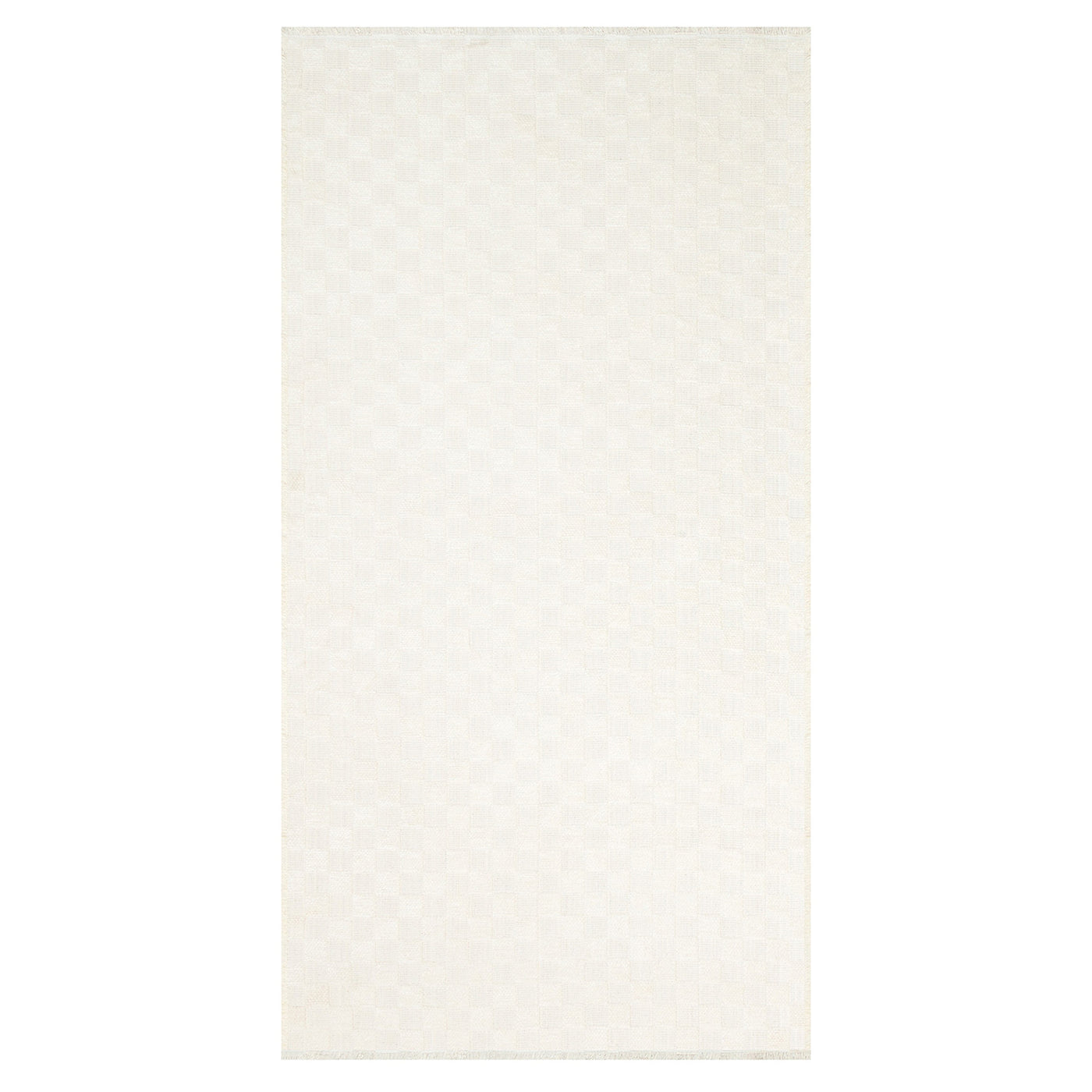 Honeybloom Ada Almond White Checkered Washable Accent Rug