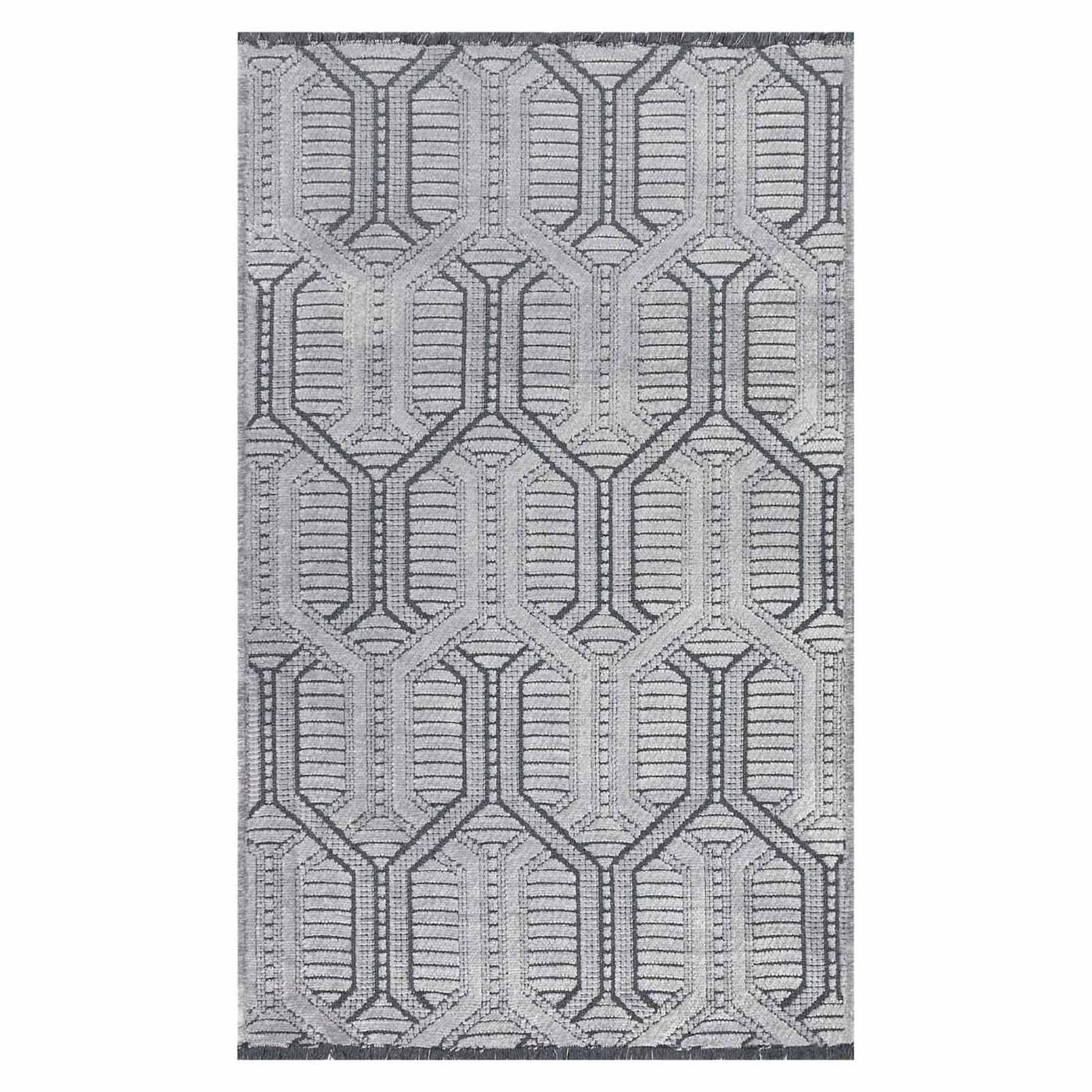 Crosby St. Kilim Geo Matrix Washable Accent Rug — Grey