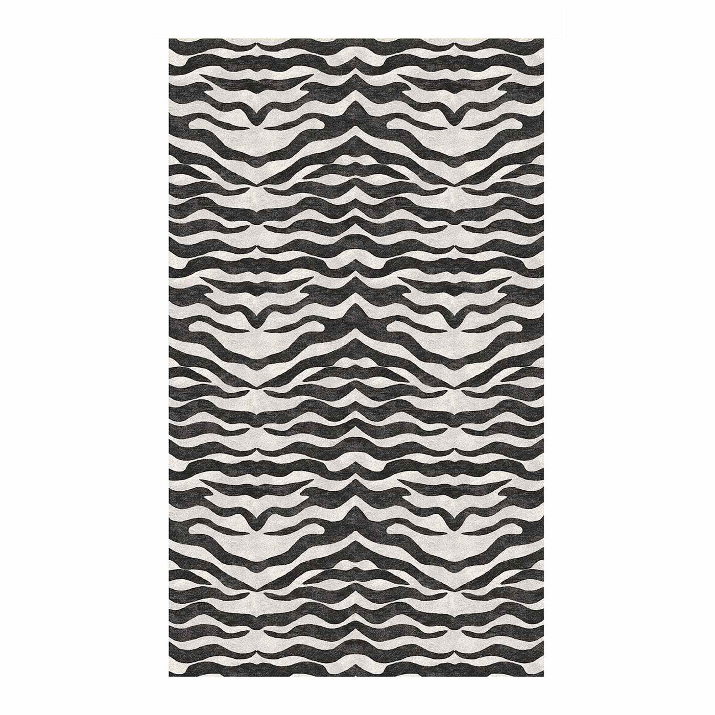 Found Fable Dove Grey Black Tiger Patterned Washable Accent Rug