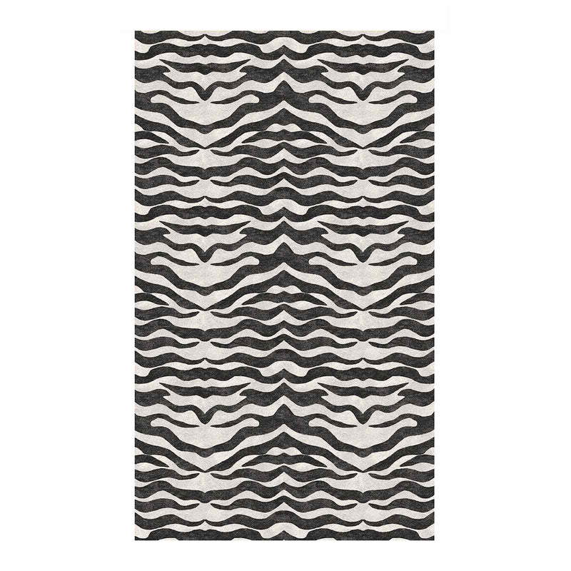 Found Fable Dove Grey Black Tiger Patterned Washable Accent Rug