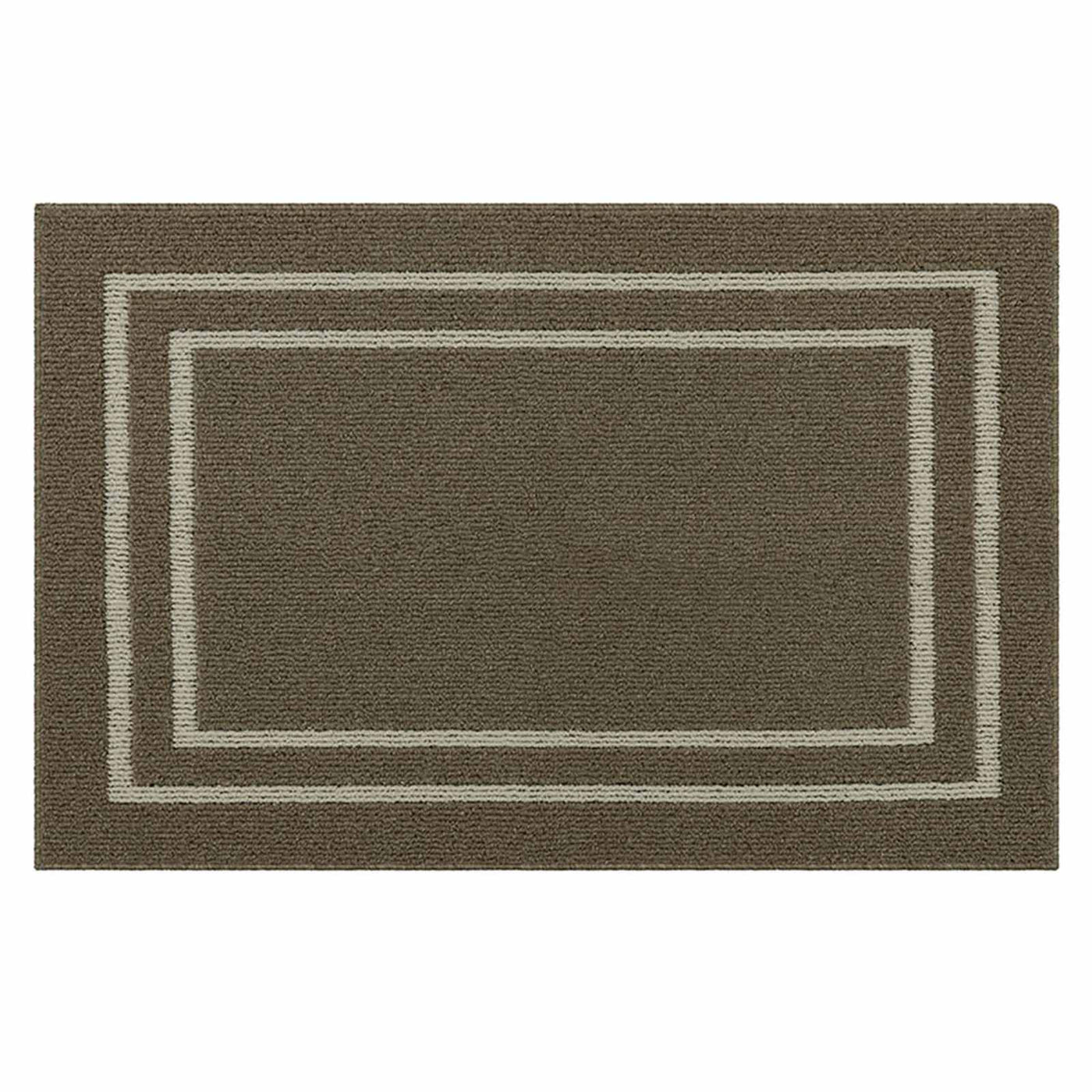 Double Border Washable Tufted Accent Rug — Beige