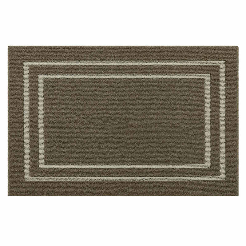 Double Border Washable Tufted Accent Rug — Beige