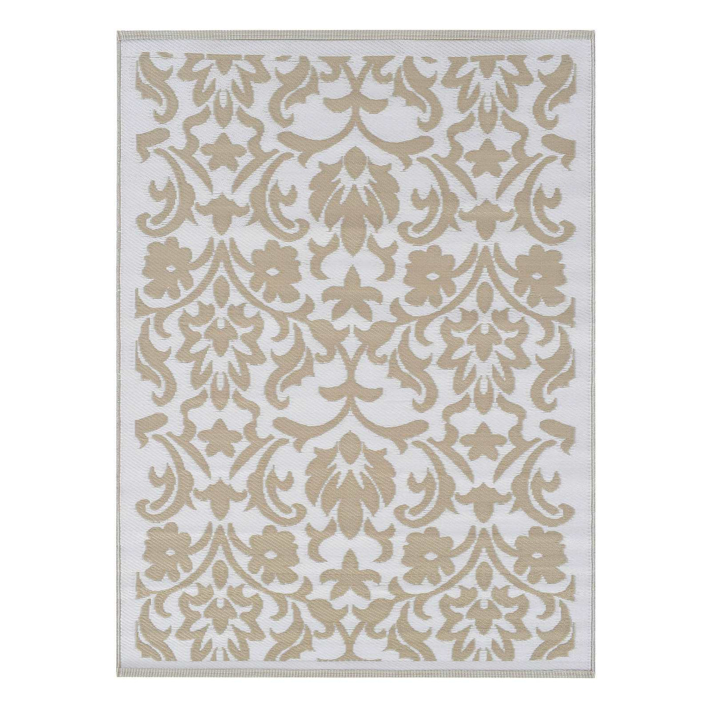 Beige Flower Plastic Outdoor Area Rug