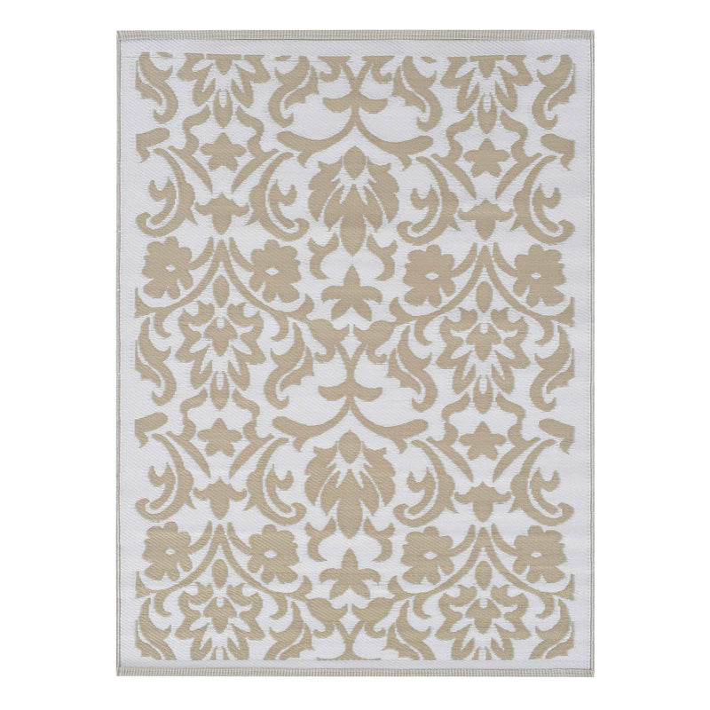 Beige Flower Plastic Outdoor Area Rug