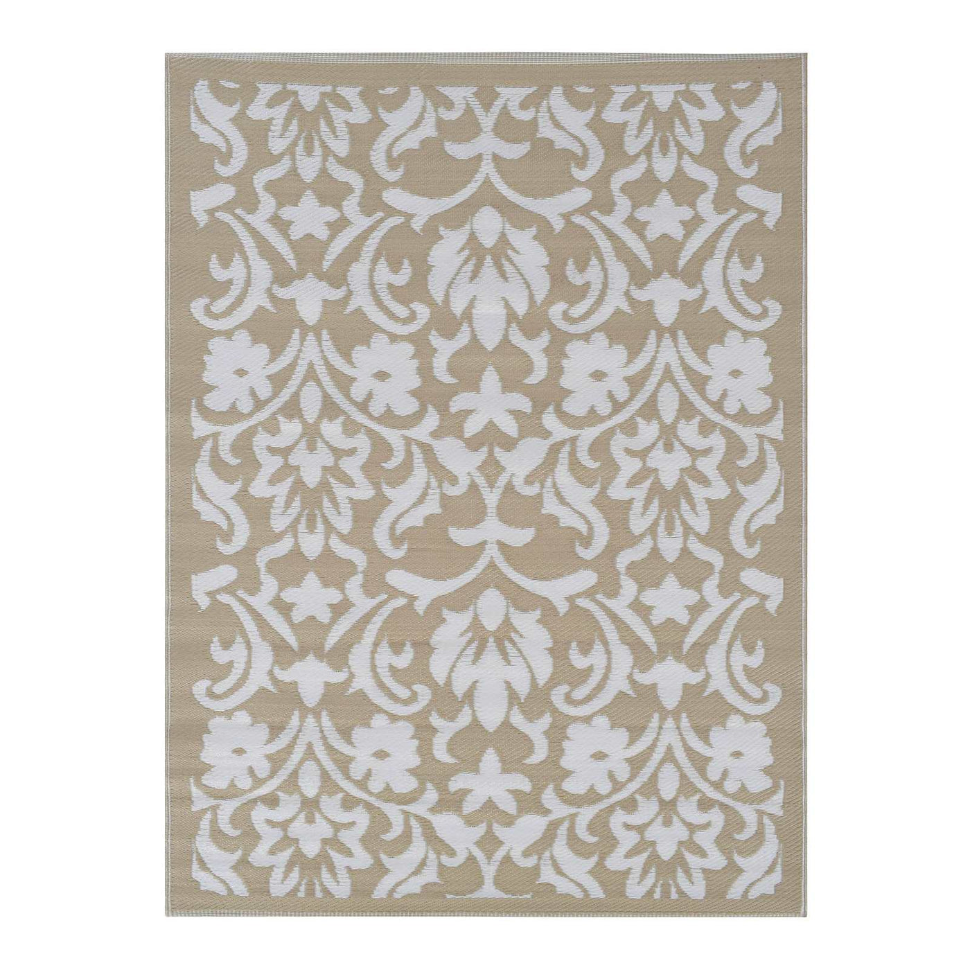 Beige Flower Plastic Outdoor Area Rug — detail view 1