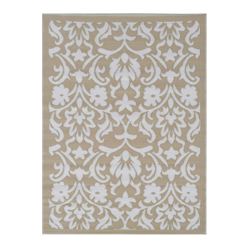 Beige Flower Plastic Outdoor Area Rug