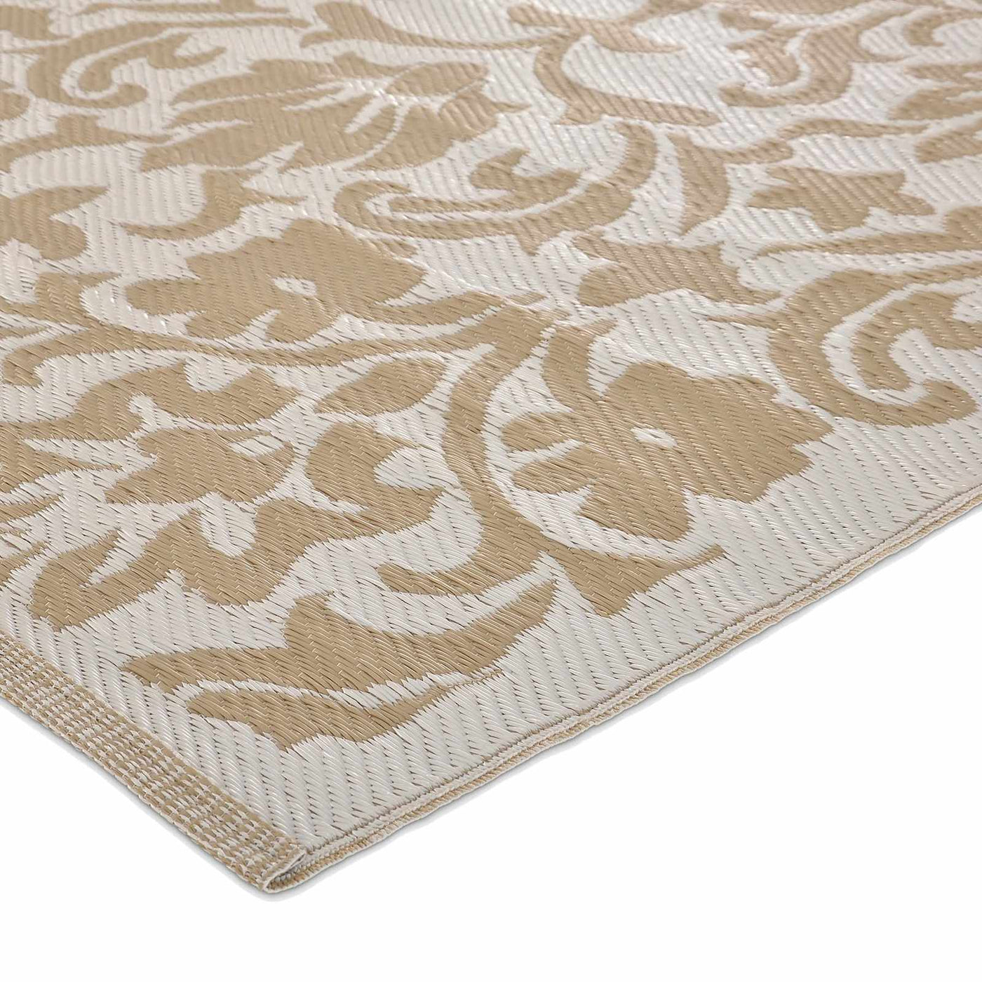 Beige Flower Plastic Outdoor Area Rug — detail view 2