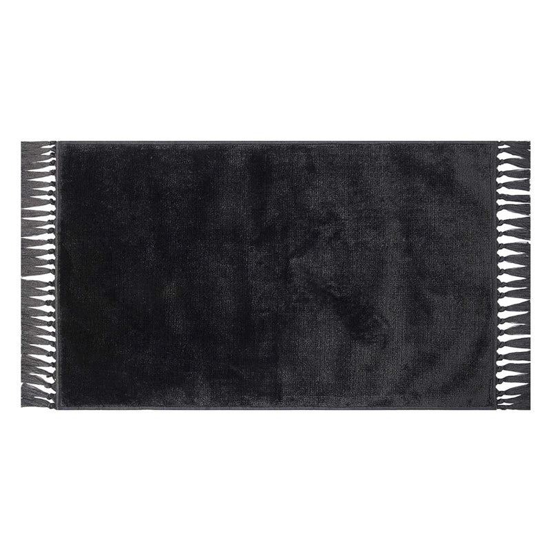 Black Knit With Fringe Washable Accent Rug