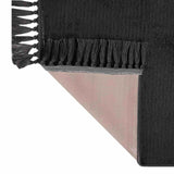 Black Knit With Fringe Washable Accent Rug — detail view 2