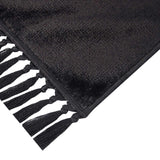 Black Knit With Fringe Washable Accent Rug — detail view 1