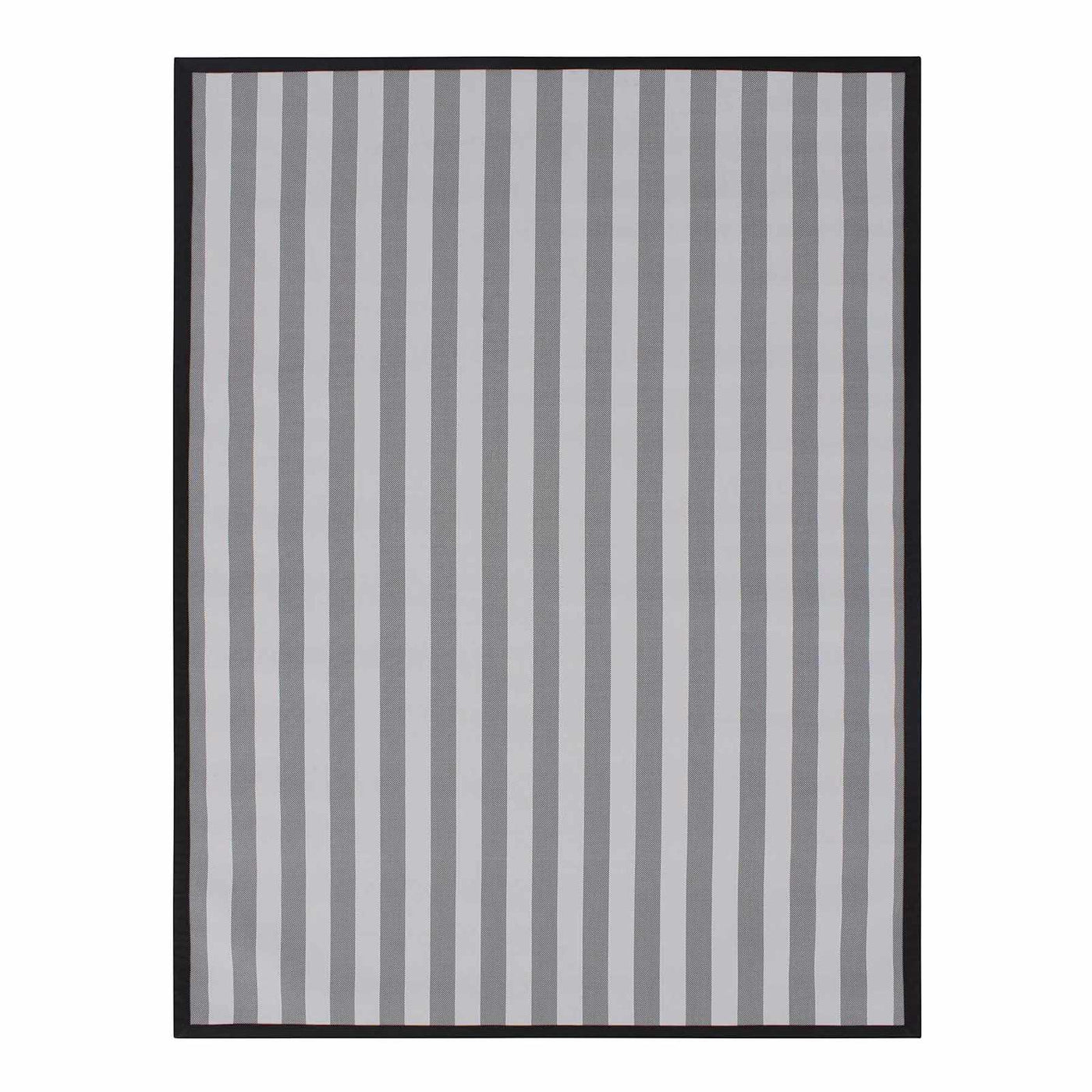 Textilene Outdoor Area Rug — Black White Striped