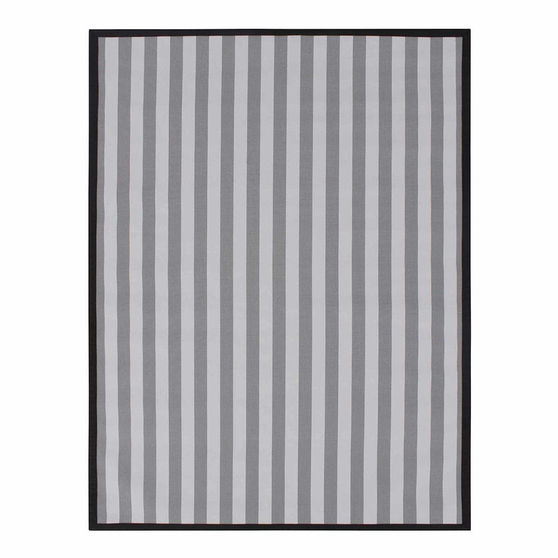 Textilene Outdoor Area Rug — Black White Striped
