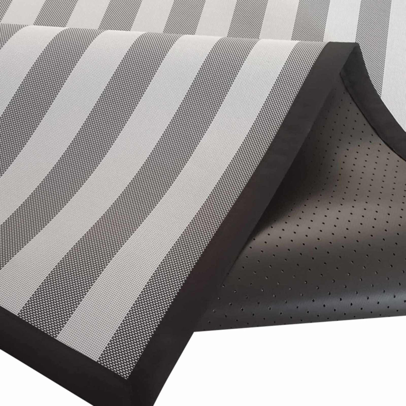 Textilene Outdoor Area Rug — Black White Striped view 4