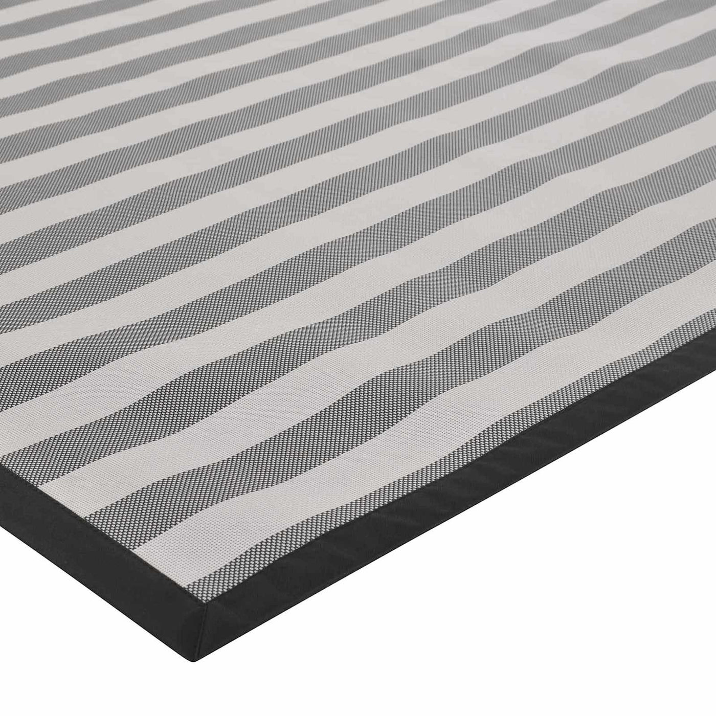 Textilene Outdoor Area Rug — Black White Striped view 2