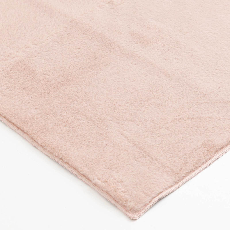 Bliss Blush Pink Faux Rabbit Fur Washable Accent Rug