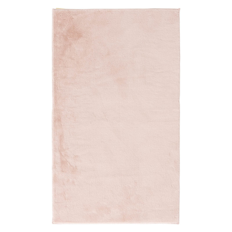 Bliss Blush Pink Faux Rabbit Fur Washable Accent Rug