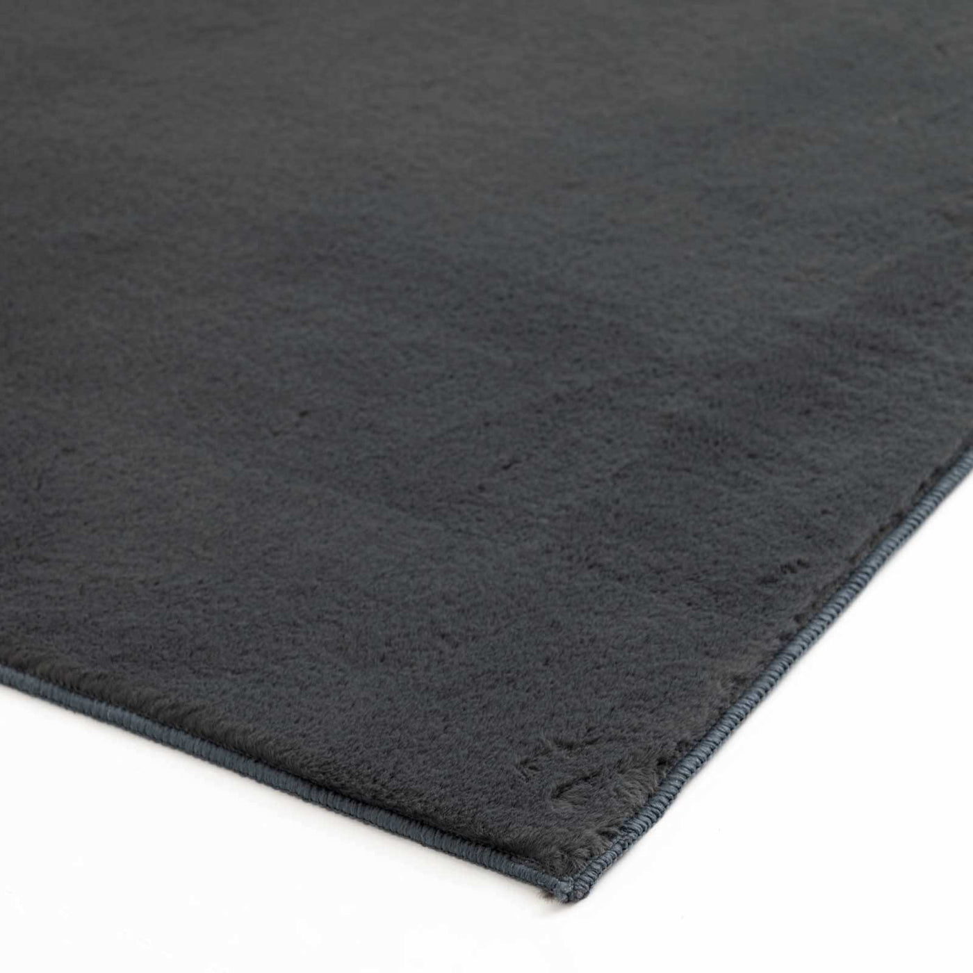 Bliss Faux Rabbit Fur Washable Accent Rug — Charcoal view 2
