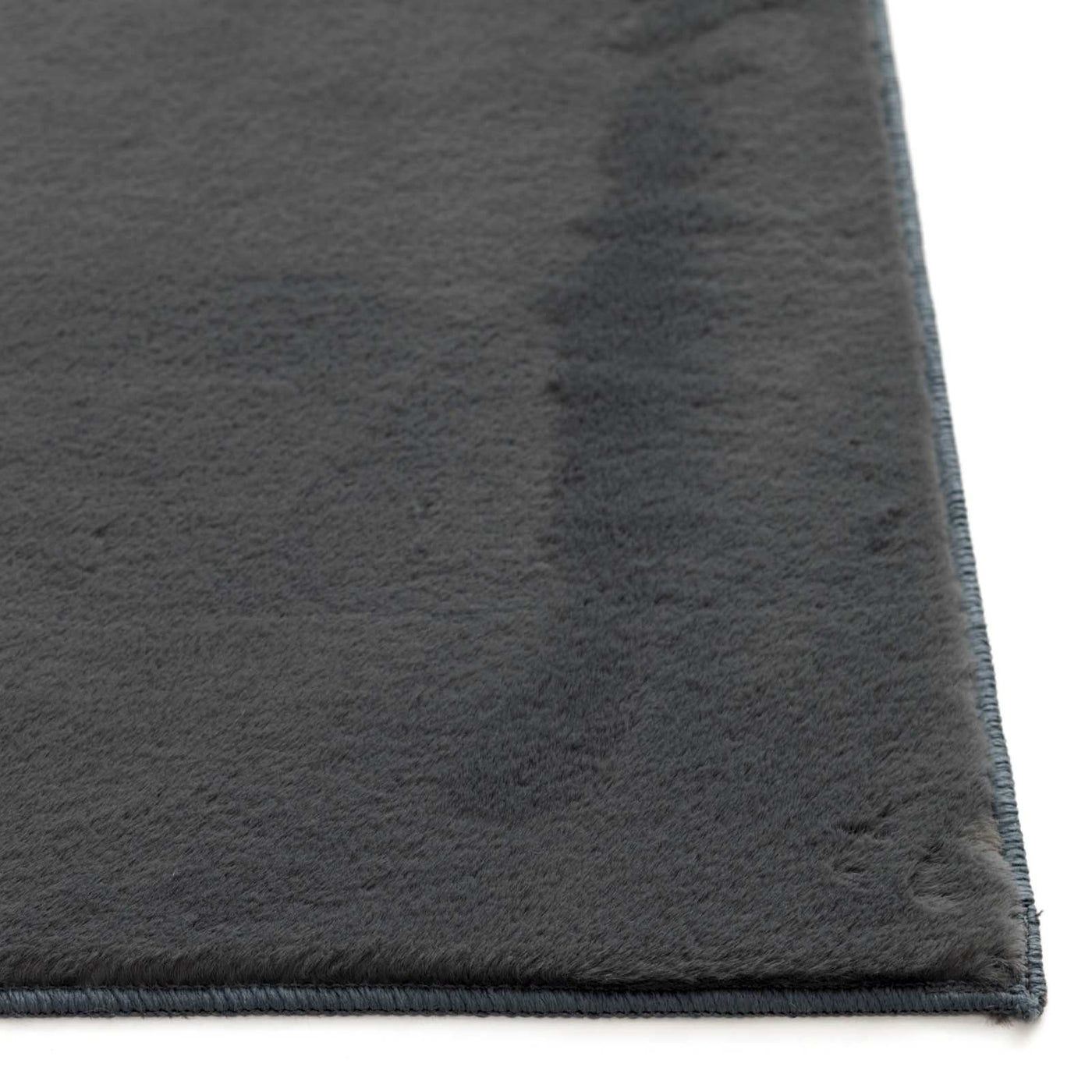 Bliss Faux Rabbit Fur Washable Accent Rug — Charcoal view 3