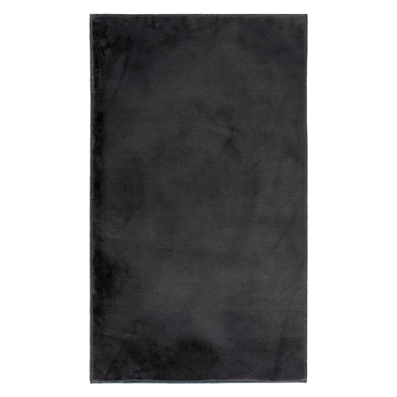 Bliss Faux Rabbit Fur Washable Accent Rug — Charcoal