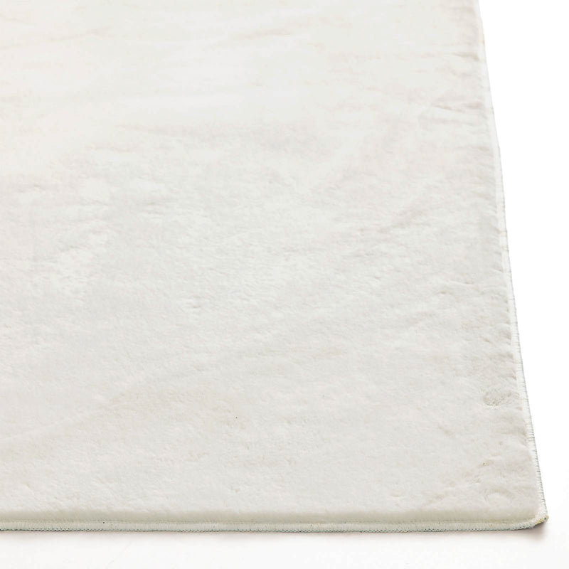 Bliss Silver Faux Rabbit Fur Washable Accent Rug