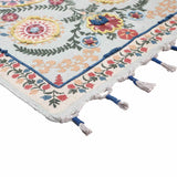 Blue Pink Medallion Embroidered Accent Rug — detail view 2