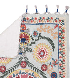 Blue Pink Medallion Embroidered Accent Rug — detail view 1