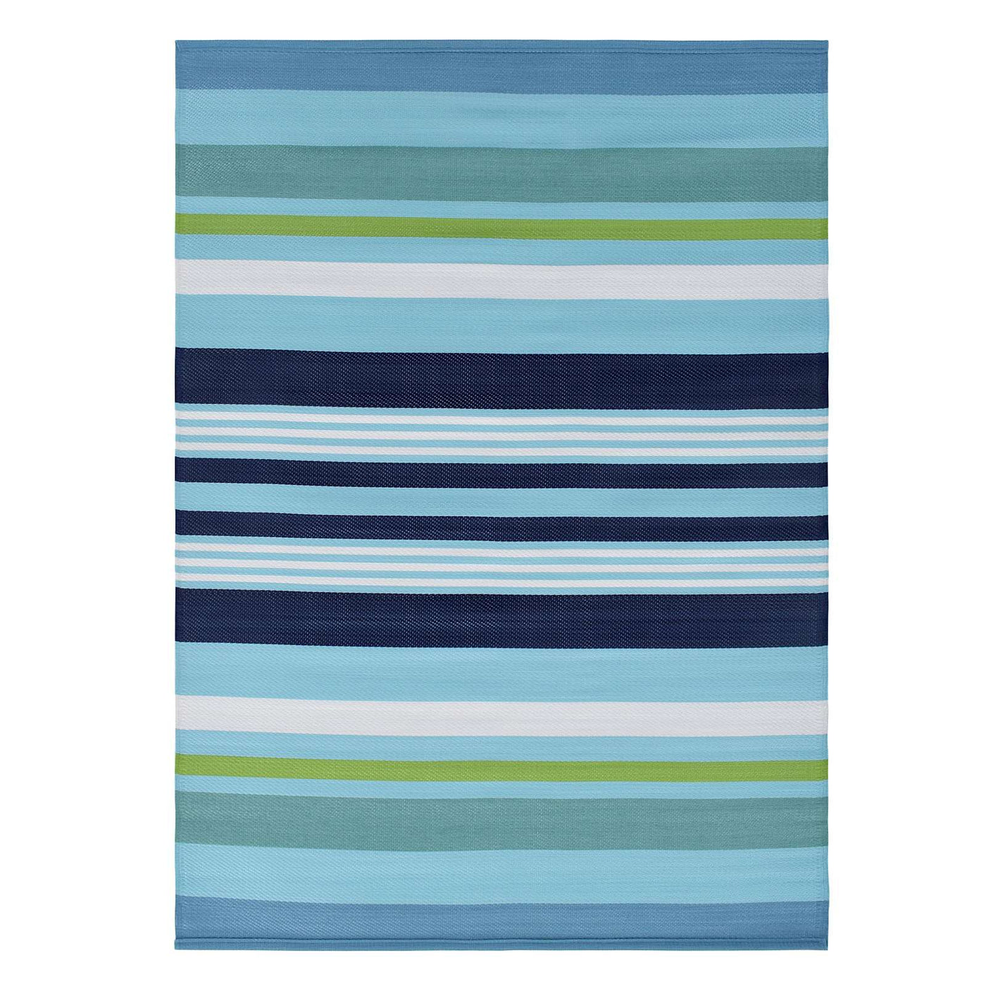 Blue Striped Plastic Outdoor Area Rug — detail view 1