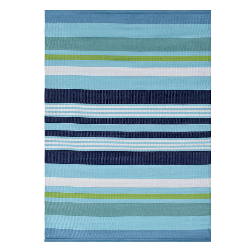 Blue Striped Plastic Outdoor Area Rug