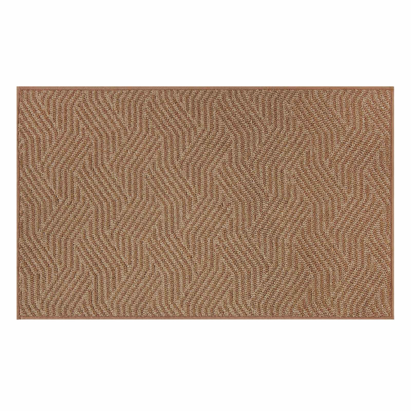 Brown Knitted Interlock Gel Back Washable Accent Rug