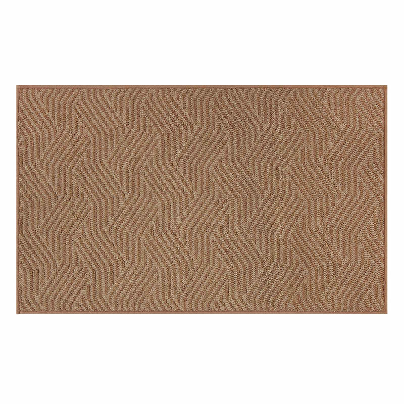 Brown Knitted Interlock Gel Back Washable Accent Rug