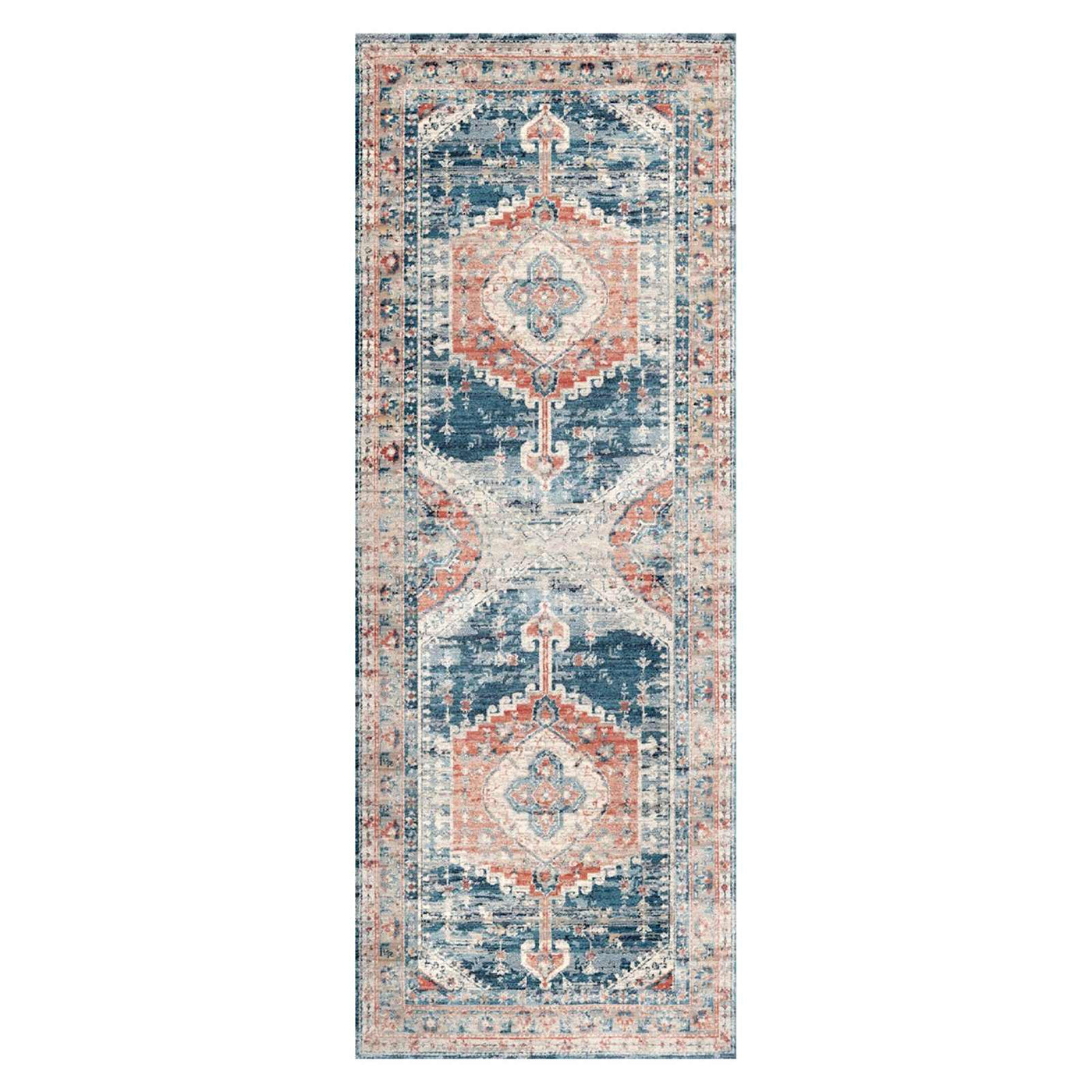 Cameron Rust Blue Runner Rug