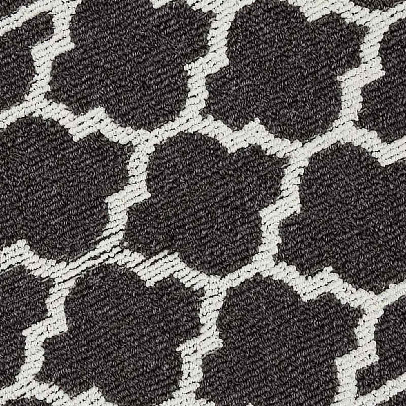 Chai Tea Geometric Charcoal White Lattice Washable Accent Rug — detail view 1