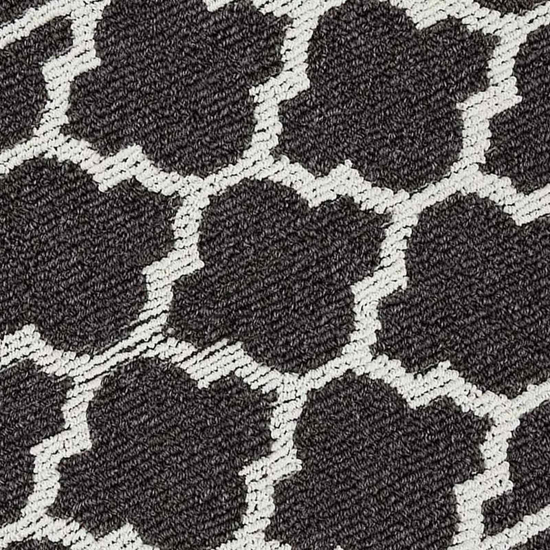 Chai Tea Geometric Charcoal White Lattice Washable Accent Rug