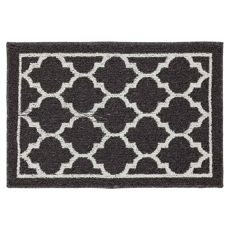 Chai Tea Geometric Charcoal White Lattice Washable Accent Rug