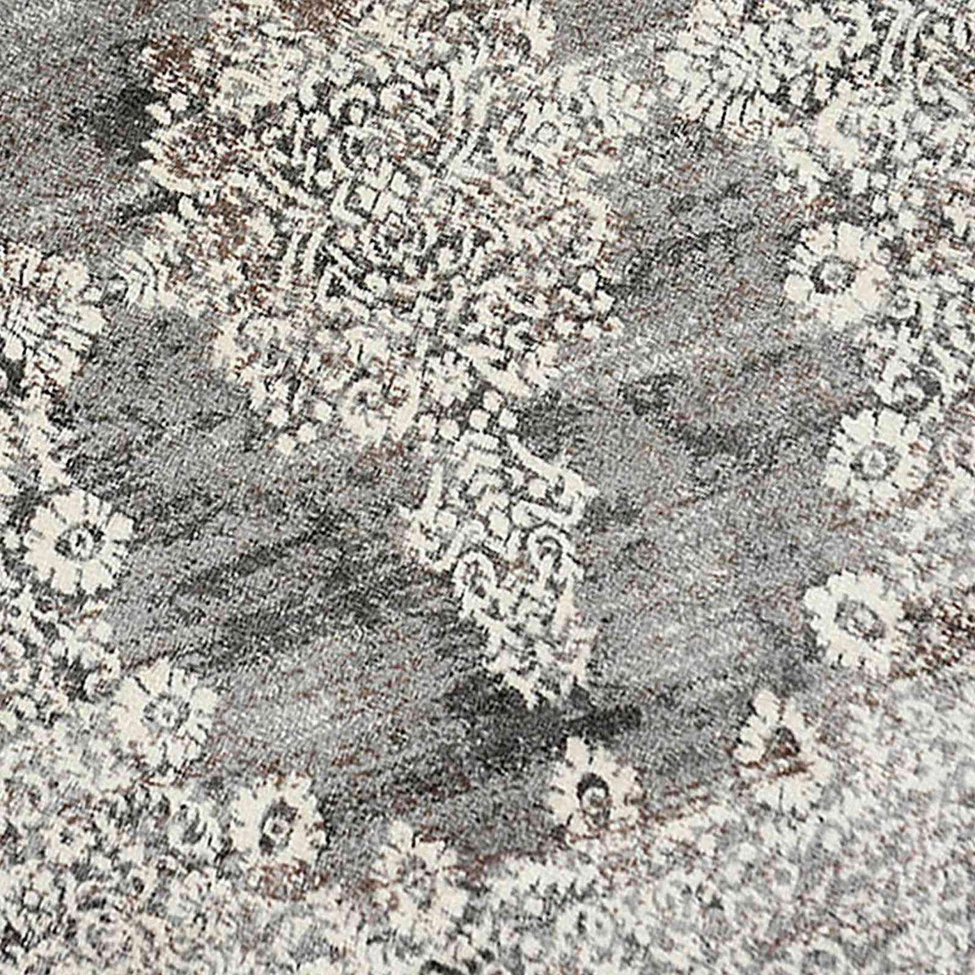 Grey & White Antique Medallion Area Rug — detail view 1