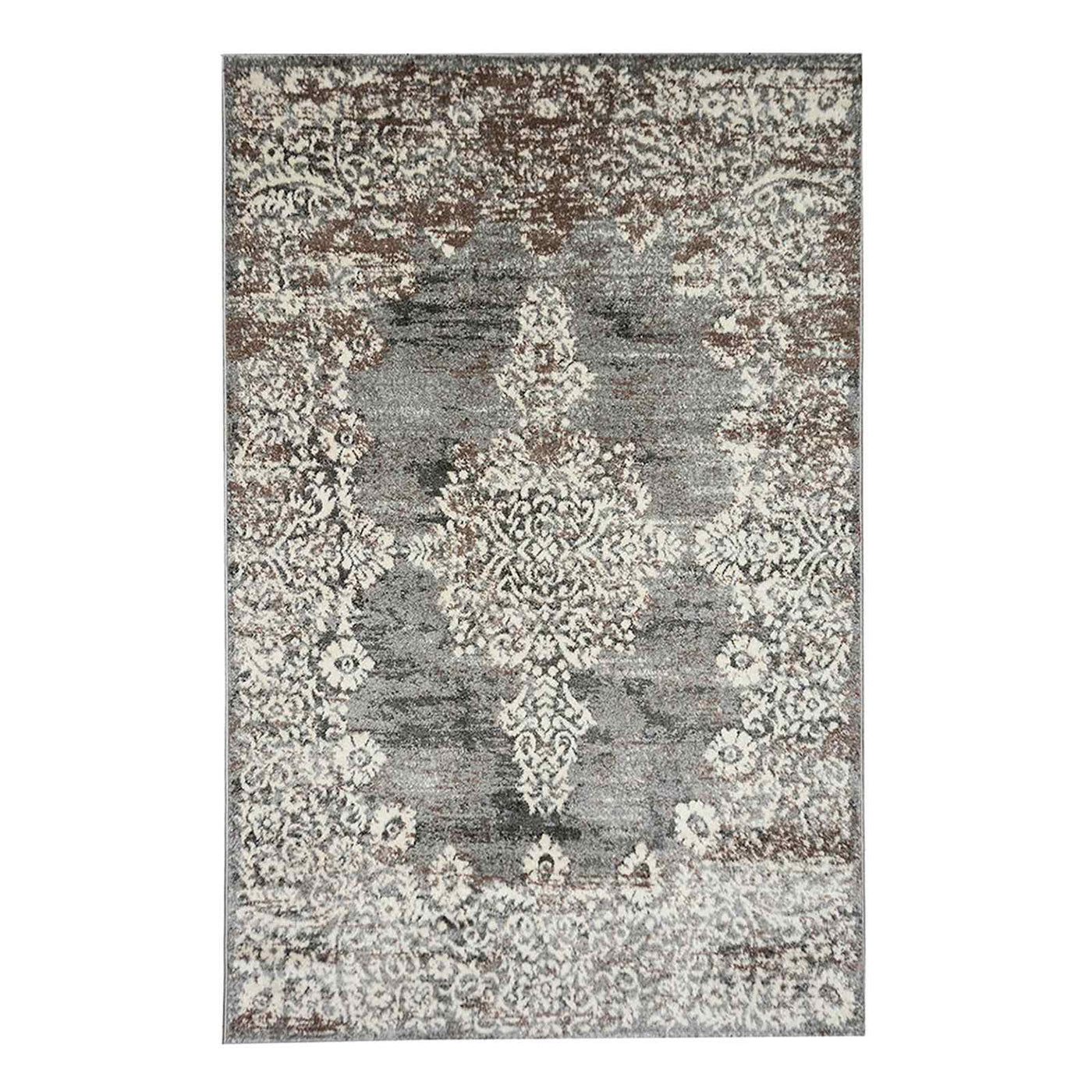 Grey & White Antique Medallion Area Rug