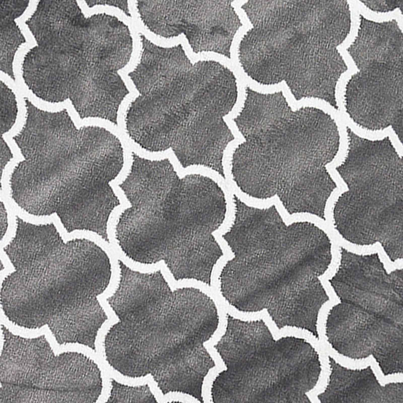 Dark Grey & White Quatrefoil Design Area Rug — detail view 1