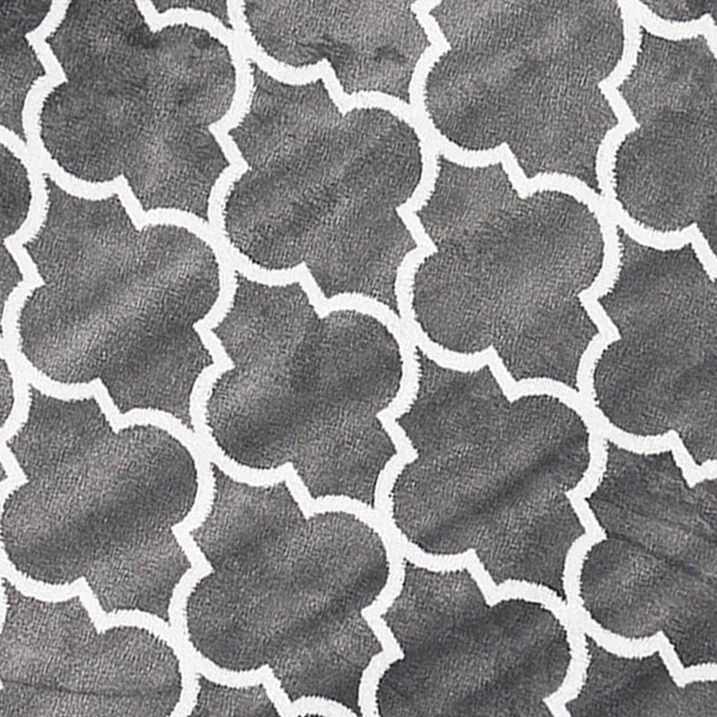 Dark Grey & White Quatrefoil Design Area Rug