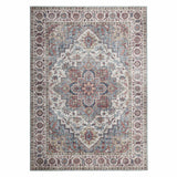 Found & Fable Chenille Printed Vintage Look Blue Medallion Area Rug