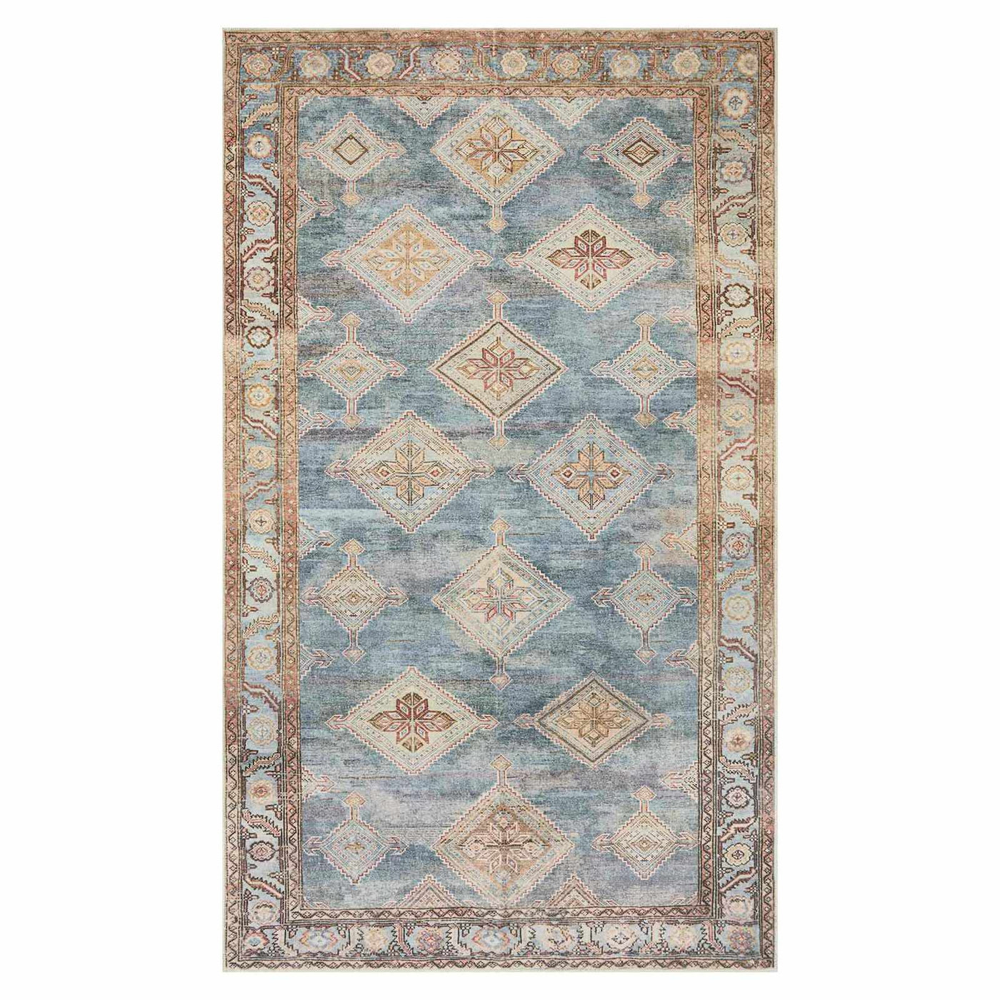 Freya Multicolor Medallion Washable Accent Rug — Blue