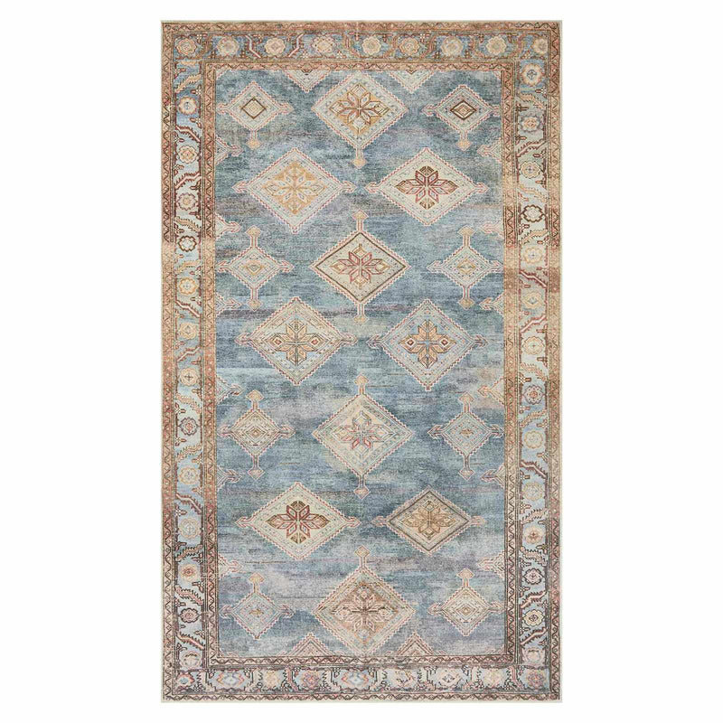 Freya Multicolor Medallion Washable Accent Rug — Blue