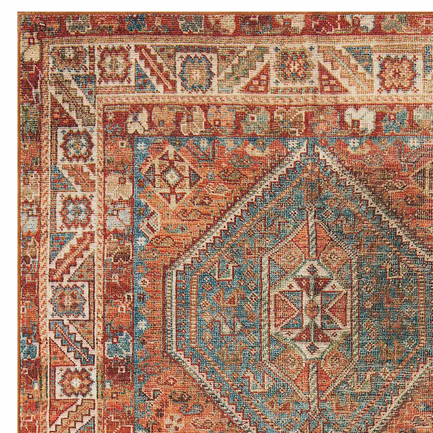 Freya Multicolor Medallion Washable Accent Rug — Red view 2