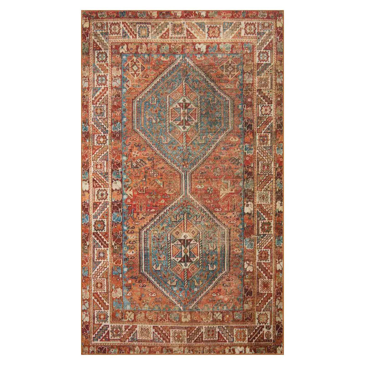 Freya Multicolor Medallion Washable Accent Rug — Red