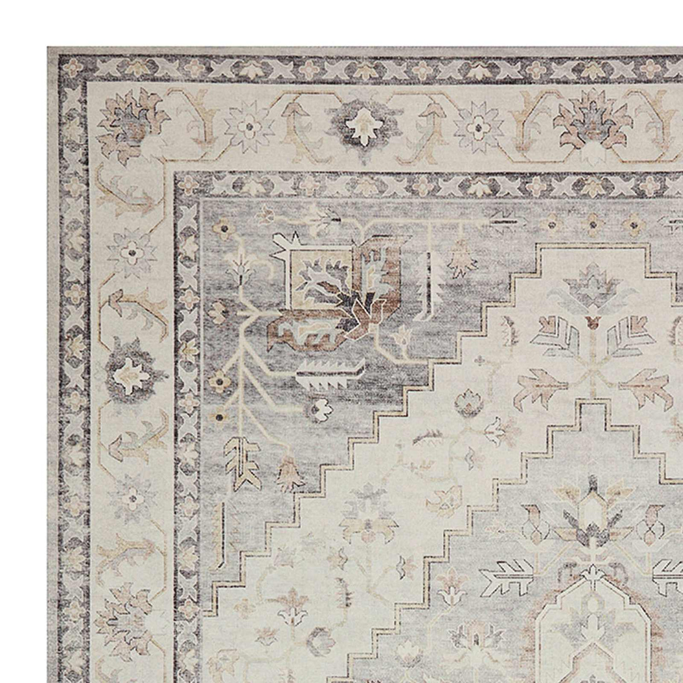 Honeybloom Grand Villa Taupe Medallion Area Rug — detail view 1