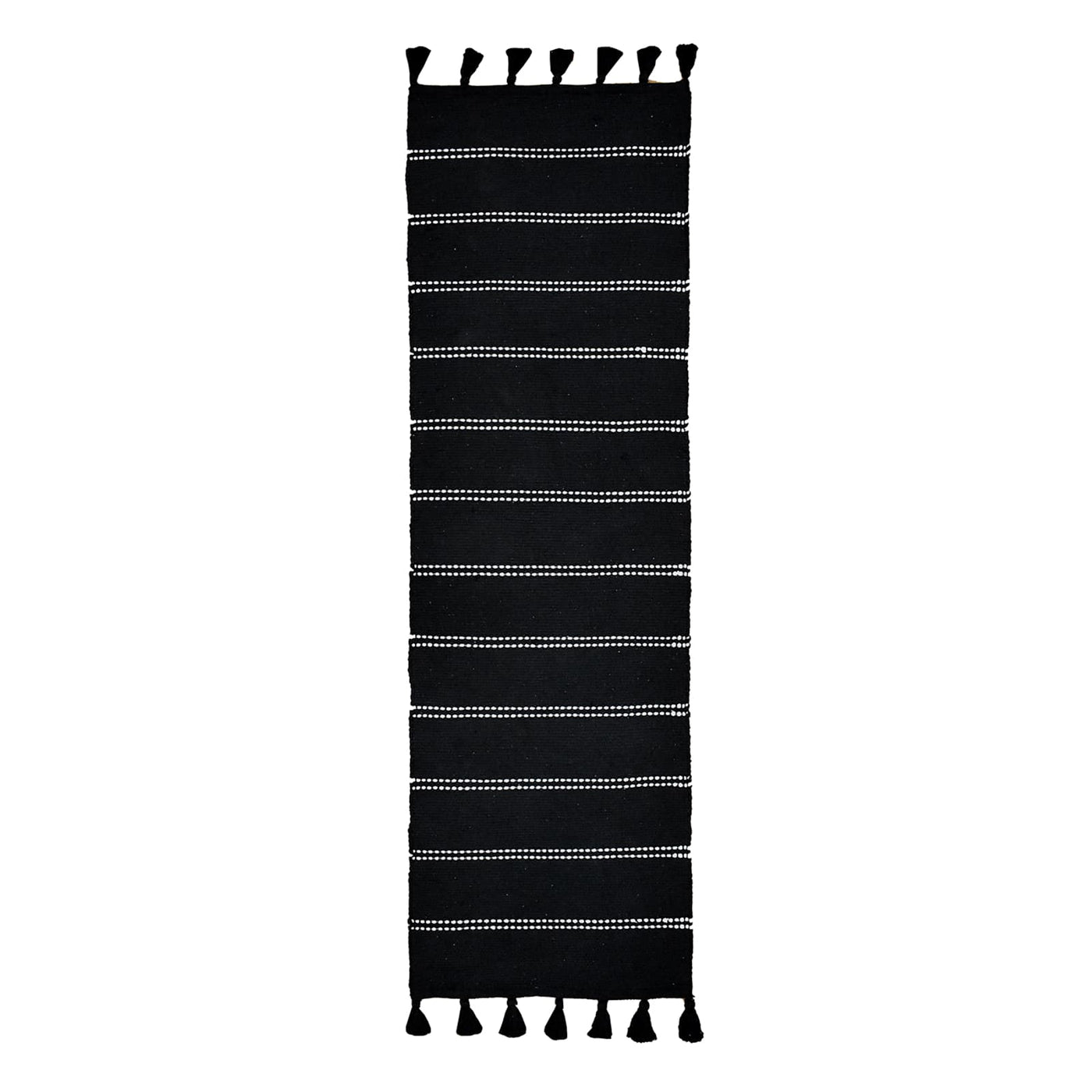 Honeybloom Woven Black Striped Runner Rug