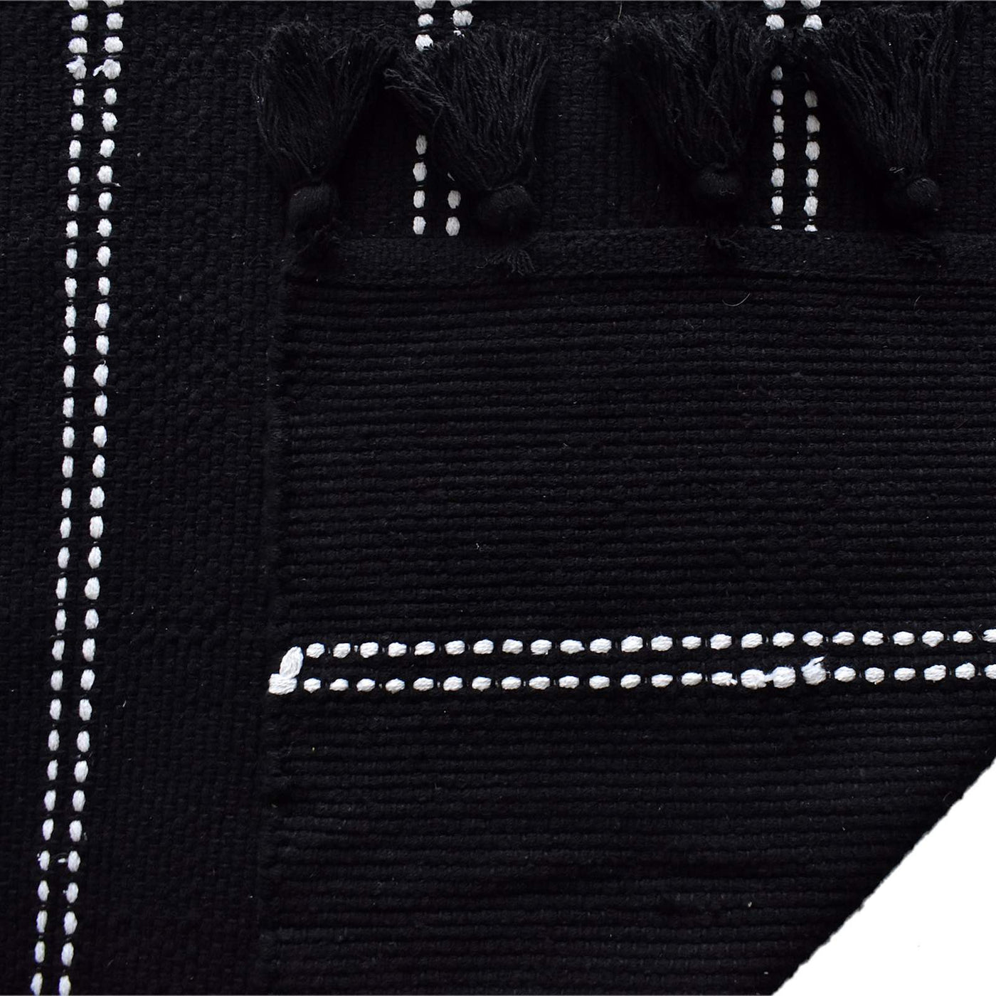Honeybloom Woven Black Striped Runner Rug — detail view 2