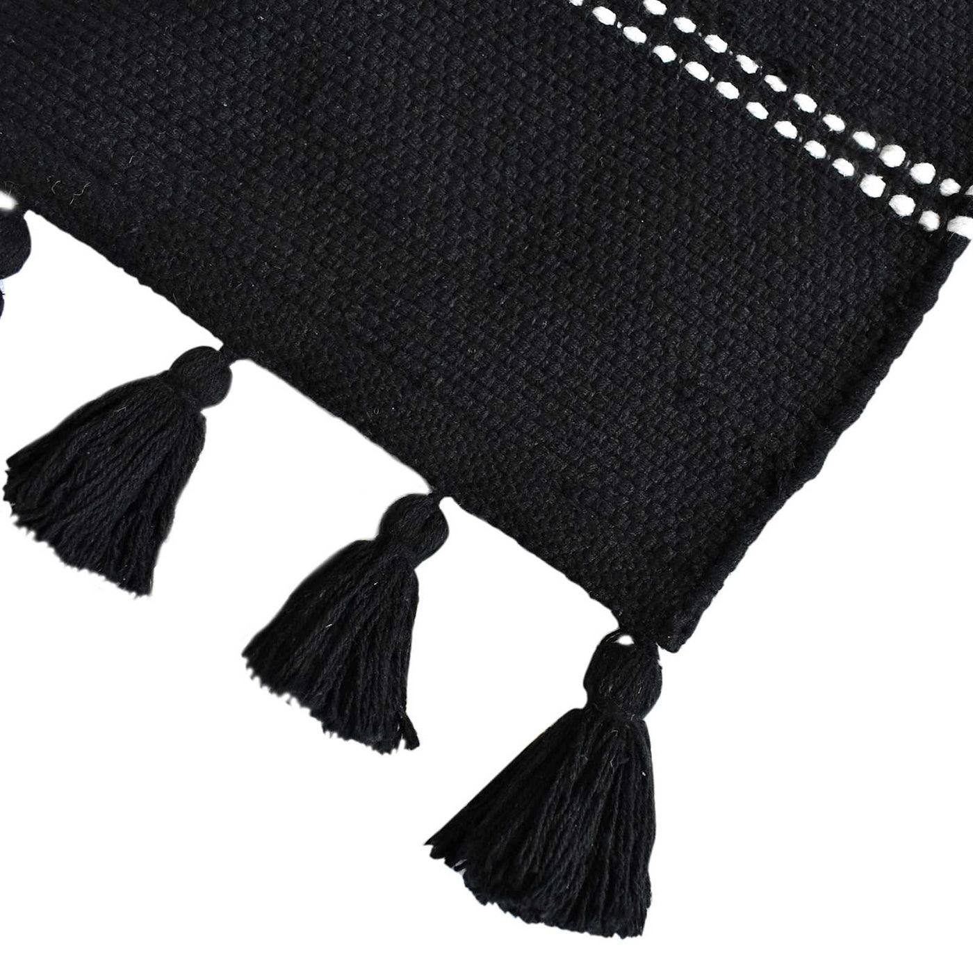 Honeybloom Woven Black Striped Runner Rug — detail view 1