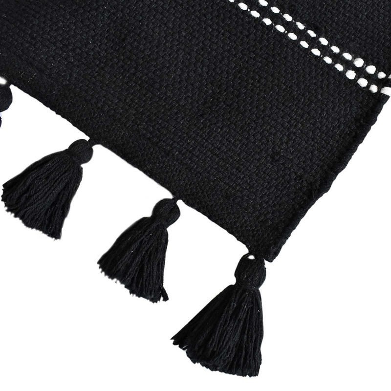 Honeybloom Woven Black Striped Runner Rug