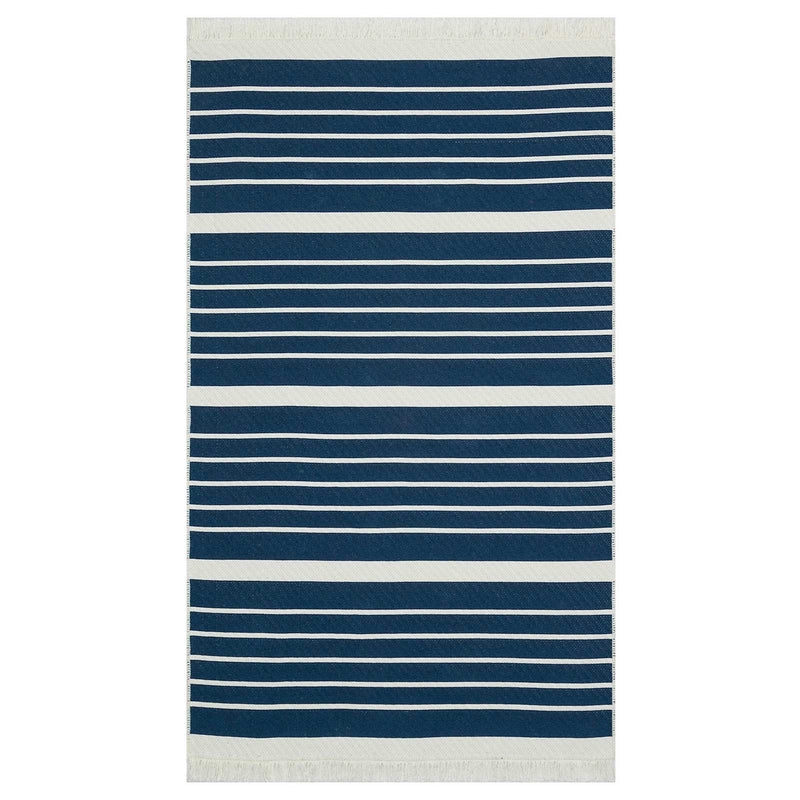 Honeybloom Arya Blue Striped Washable Accent Rug