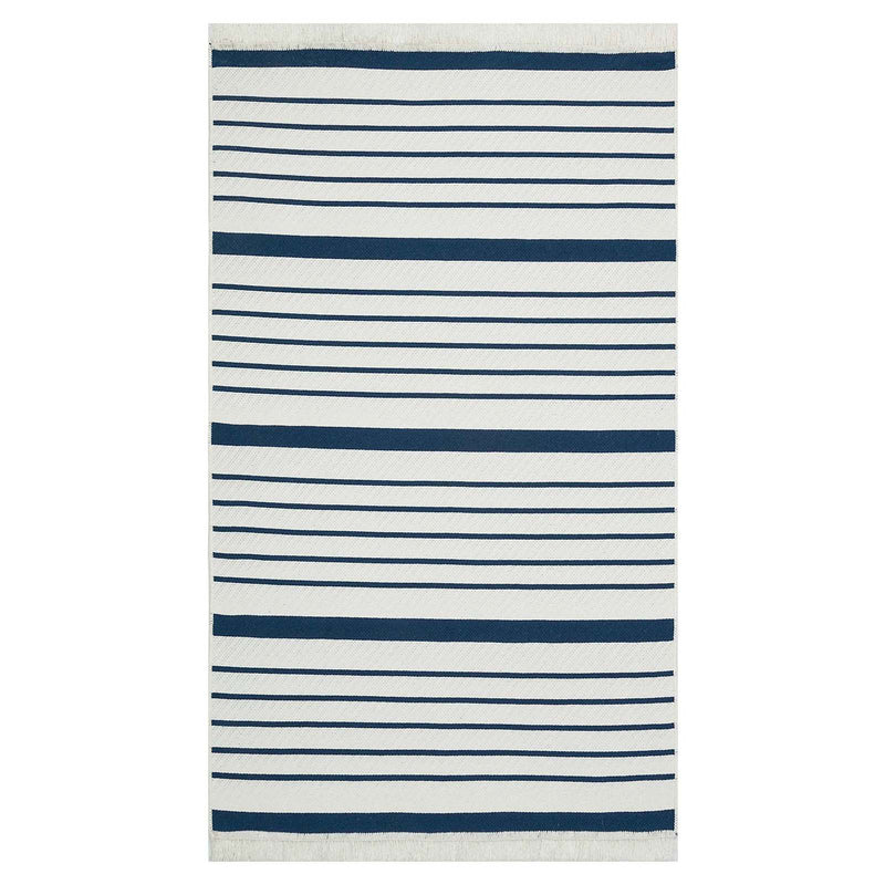 Honeybloom Arya Blue Striped Washable Accent Rug